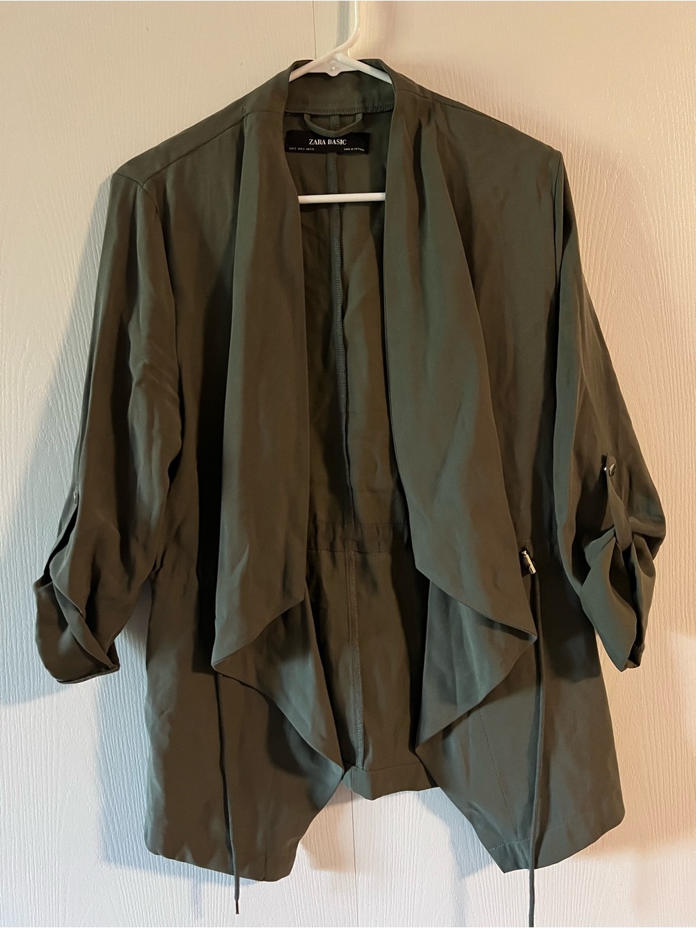 Zara Olive Green Waterfall Utility Jacket